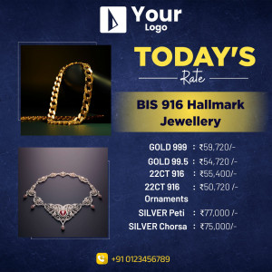 Image displaying today's gold and silver rates for BIS Hallmark jewellery.