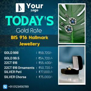 Image displaying today's gold and silver rates with jewellery visuals.