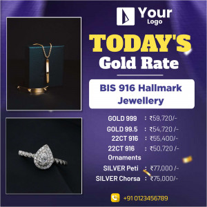 Image displaying today's gold and silver rates with jewellery showcase.
