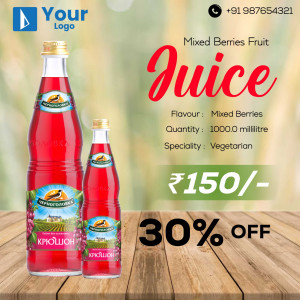 Krushich Mixed Berries Juice bottle with 30% off promotion