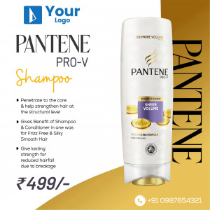 Pantene Pro-V Shampoo bottle with product details and pricing.