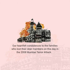 Image depicting the Taj Mahal Palace Hotel during the 2008 Mumbai attacks with a condolence message.