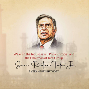 Portrait of Ratan Tata with birthday greetings