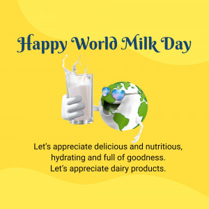 Image celebrating World Milk Day with a glass of milk and a globe wearing sunglasses.