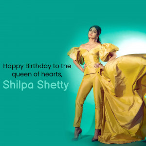 Shilpa Shetty in a golden outfit with birthday wishes