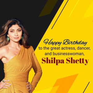 Image of Shilpa Shetty with a birthday greeting