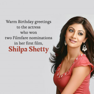 Portrait of Shilpa Shetty with birthday greetings