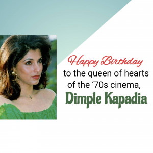 Portrait of Dimple Kapadia with a birthday greeting