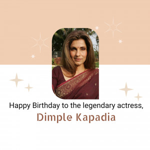 Portrait of Dimple Kapadia with birthday greeting