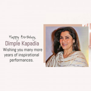 Image of Dimple Kapadia with a birthday greeting