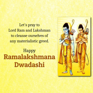 Image of Lord Ram and Lakshman with a Ramalakshmana Dwadashi greeting.