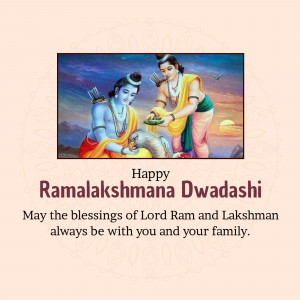 Image depicting Lord Rama and Lakshmana with text 'Happy Ramalakshmana Dwadashi'