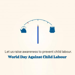 Illustration depicting objects representing childhood and a message against child labour.