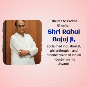 Portrait of Shri Rahul Bajaj, acclaimed industrialist and philanthropist