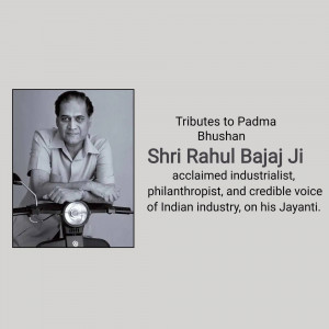 Portrait of Shri Rahul Bajaj Ji with a vintage scooter