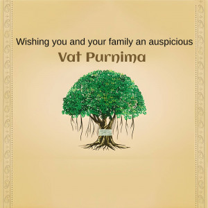 Vat Purnima greeting card with a Banyan tree