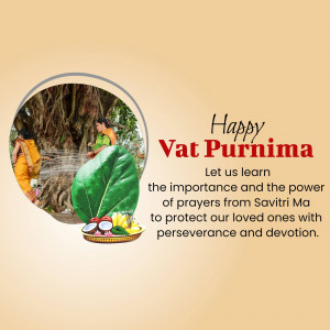 Vat Purnima festival greeting with a sacred banyan tree and women performing rituals.
