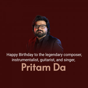 Portrait of Pritam Da with birthday greetings