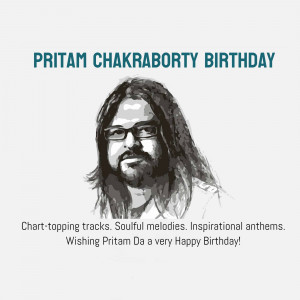 Portrait of Pritam Chakraborty with birthday text