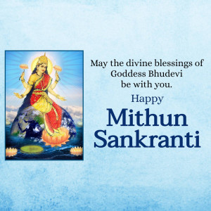 Image of Goddess Bhudevi with Mithun Sankranti greetings