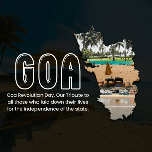 Goa map with beach scene inside, celebrating Revolution Day