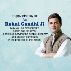 Portrait of Rahul Gandhi with birthday wishes