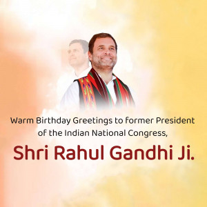 Image of Rahul Gandhi with a birthday greeting message.
