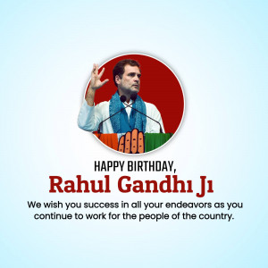 Image of Rahul Gandhi with a birthday greeting.