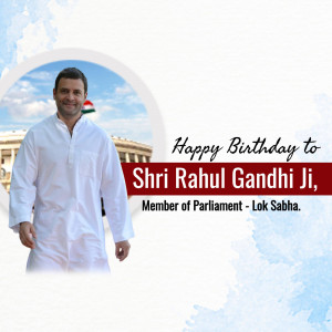 Portrait of Rahul Gandhi with birthday greetings