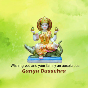 Marble statue of Goddess Ganga with crocodile, wishing a happy Ganga Dussehra