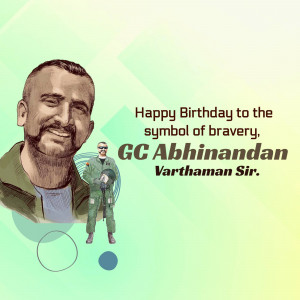 Portrait of GC Abhinandan Varthaman with a sketch illustration