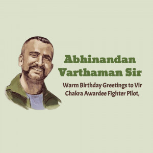 Portrait of Abhinandan Varthaman with birthday wishes