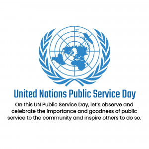 United Nations emblem with text commemorating Public Service Day