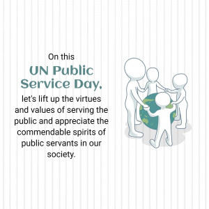 Illustration of people surrounding and supporting a globe with text 'UN Public Service Day'