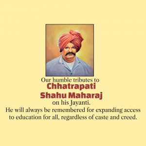 Portrait of Chhatrapati Shahu Maharaj with tribute text