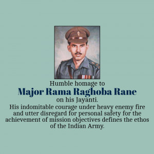 Portrait of Major Rama Raghoba Rane with a tribute message