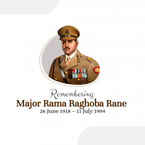 Portrait of Major Rama Raghoba Rane with dates of birth and death