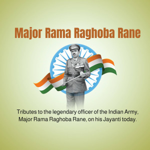 Portrait of Major Rama Raghoba Rane with Indian flag background