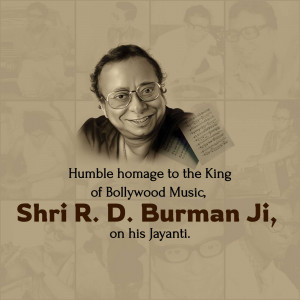 Portrait of R.D. Burman with text honoring his birth anniversary