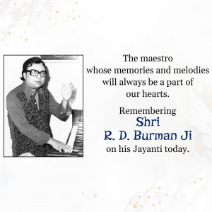 Black and white portrait of R.D. Burman, a renowned Indian music composer.
