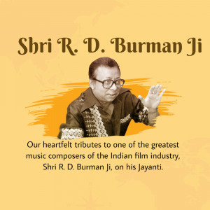 Portrait of R. D. Burman with tribute text