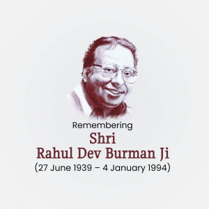 Portrait of Rahul Dev Burman with remembrance text