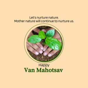 Hands holding a small plant seedling, representing Van Mahotsav.