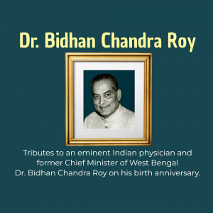 Portrait of Dr. Bidhan Chandra Roy in a gold frame