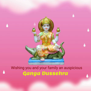 Marble statue of Goddess Ganga with a crocodile, wishing a happy Ganga Dussehra