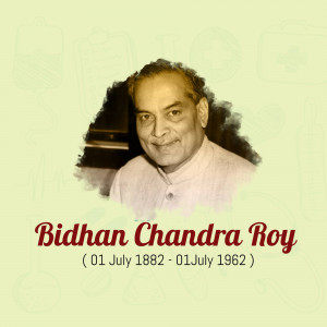 Portrait of Bidhan Chandra Roy, a prominent Indian politician and doctor.