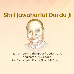 Portrait of Shri Jawaharlal Darda Ji with text commemorating his Jayanti