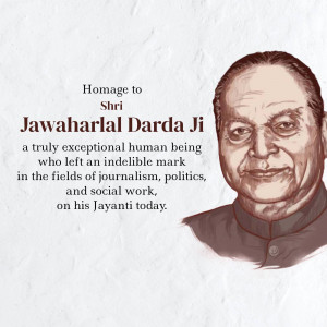 Portrait of Jawaharlal Darda Ji with text commemorating his Jayanti