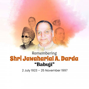Portrait of Shri Jawaharlal A. Darda with a tribute background