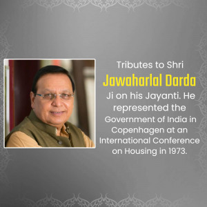 Portrait of Shri Jawaharlal Darda with tribute text
